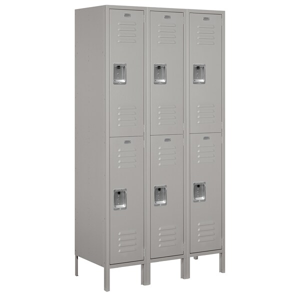Salsbury Industries Wardrobe Locker, 45" W, 18" D, 78" H, (3) Wide, (6) Openings, Gray 52368GY-U - main